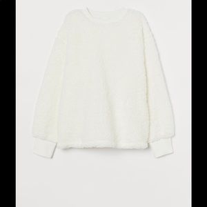 H&M faux shearling teddy sweater white
